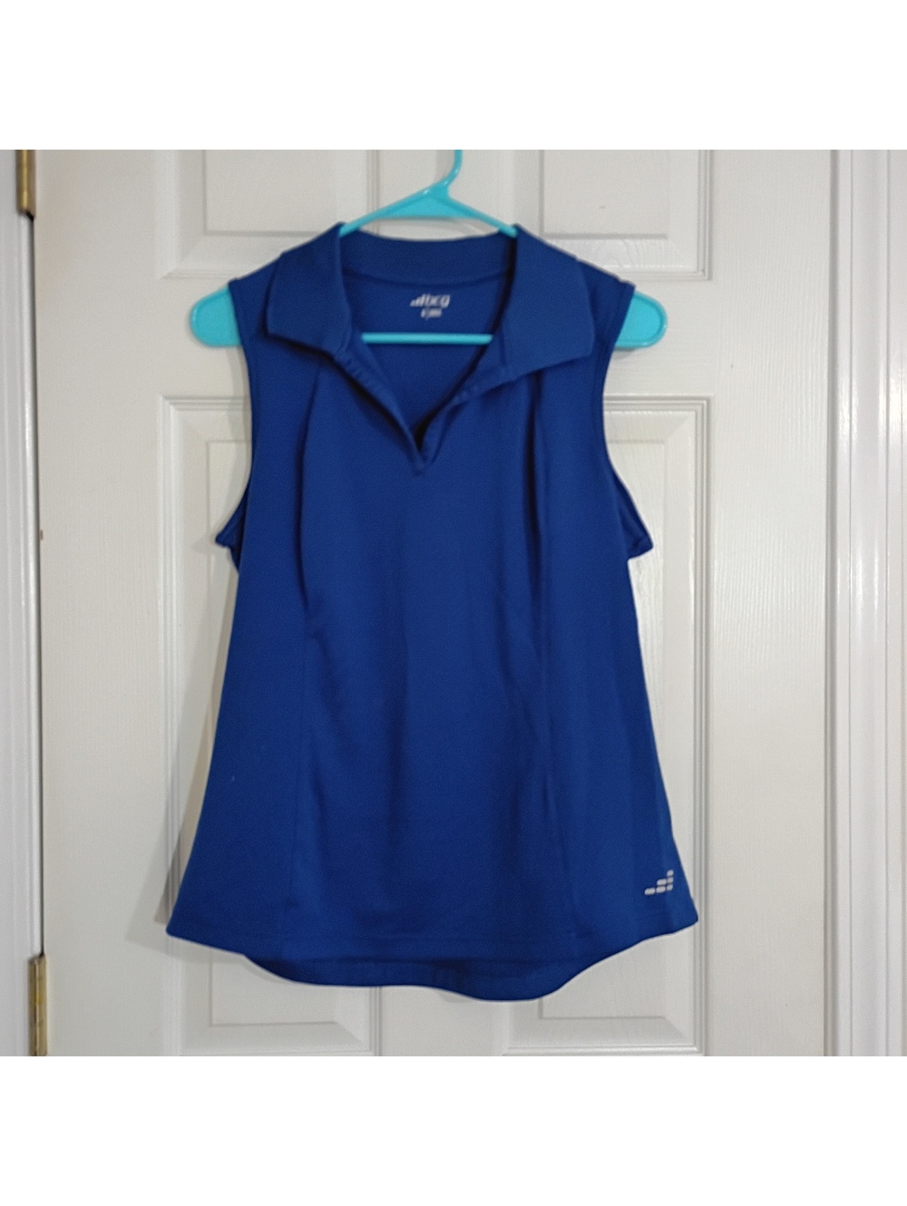 bcg Women's Sleeveless Polo Shirt Blue Size Large